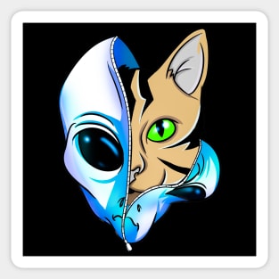 Blue Extra-terrestrial Feline Space Alien Cat Sticker